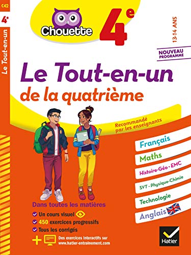 Le tout-en-un de la quatrième, 13-14 ans: français, maths, histoire géo, EMC, SVT, physique chimie, technologie, anglais: nouveau programme