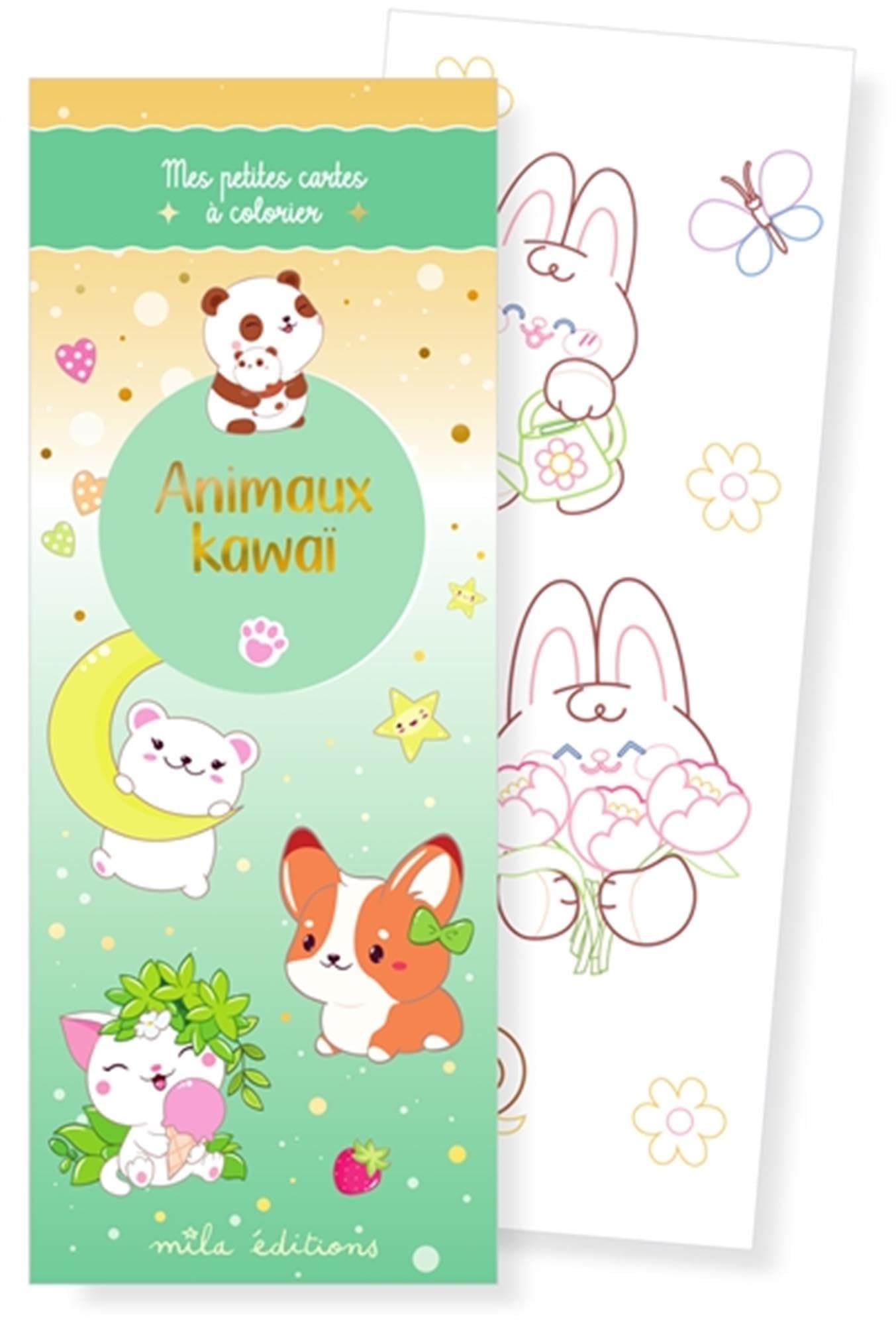 Mes petites cartes à colorier: Animaux kawaï - Mila éditions