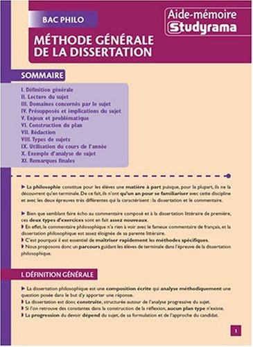 Méthode générale de la dissertation bac philo