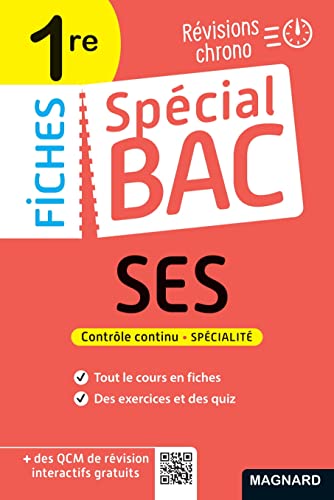 Fiches spécial bac: SES - 1re bac 2022 - tout le programme en 53 fiches, mémos, schémas-bilans, exercices et QCM