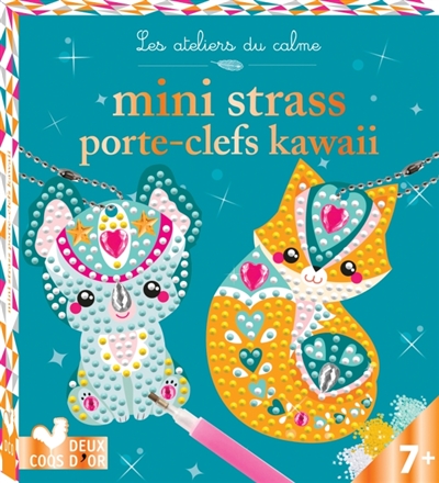 Strass porte-clefs kawai - mini boîte avec accessoires