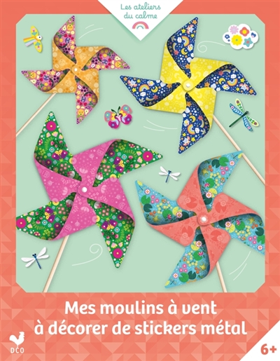 Mes moulins à vent à décorer de stickers métal: Pochette avec accessoires