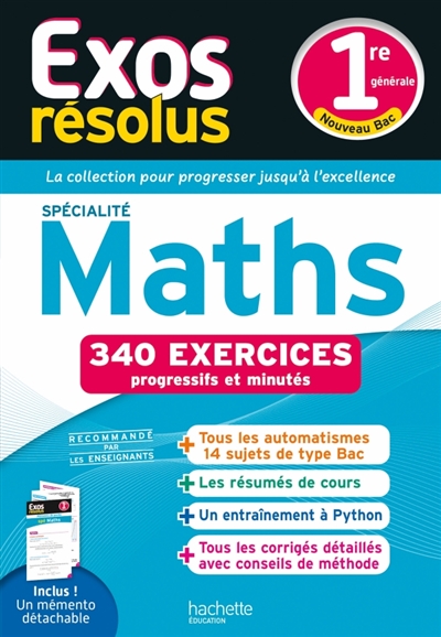 Maths spécialité 1re générale: 340 exercices progressifs et minutés: nouveau bac