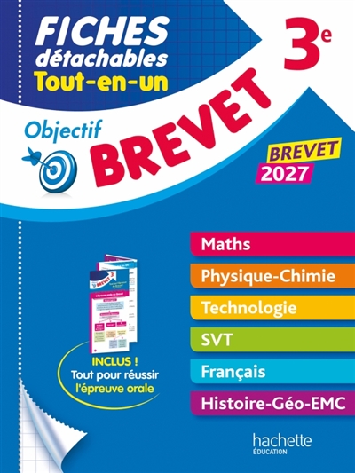 Fiches détachables tout-en-un 3e: brevet 2027