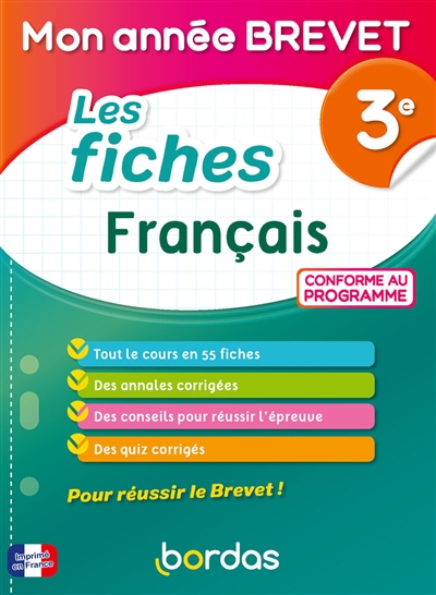 Les fiches français 3e: conforme au programme
