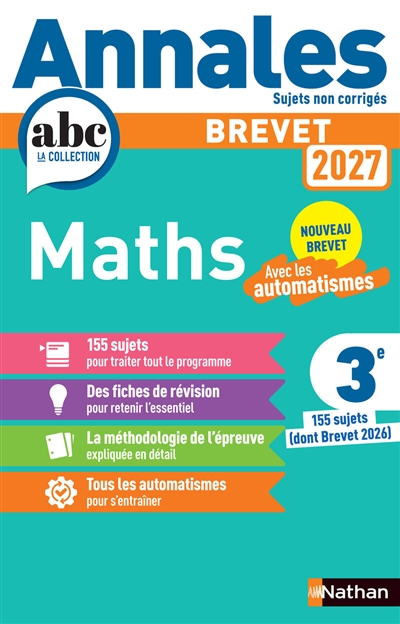 Maths 3e: nouveau brevet 2027: sujets non corrigés