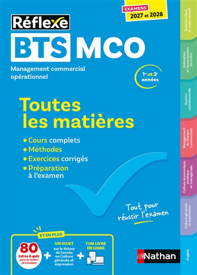 BTS MCO management commercial opérationnel, 1re et 2e années: toutes les matières: examens 2027 et 2028