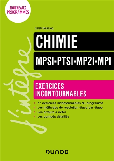 Chimie MPSI, PTSI, MP2I, MPI: exercices incontournables: nouveaux programmes