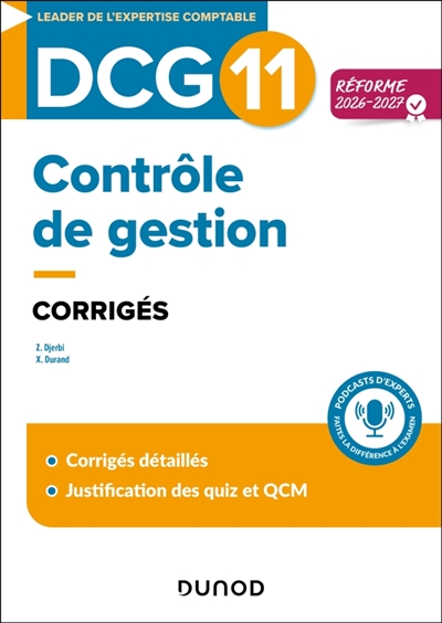 DCG 11, contrôle de gestion: corrigés: réforme 2026-2027