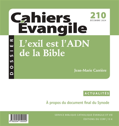 Cahiers Evangile, n° 210. L'exil est l'ADN de la Bible