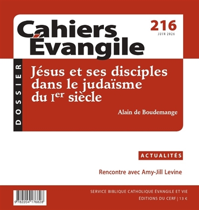 Cahiers Evangile, n° 216. Jésus et ses disciples dans le judaïsme du Ier siècle