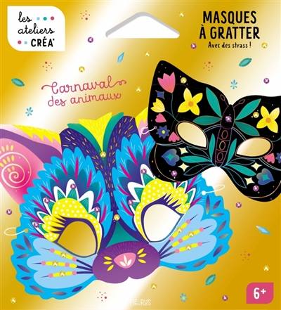 Carnaval des animaux: masques à gratter: avec des strass!