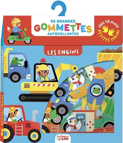 Les engins: 50 grandes gommettes autocollantes