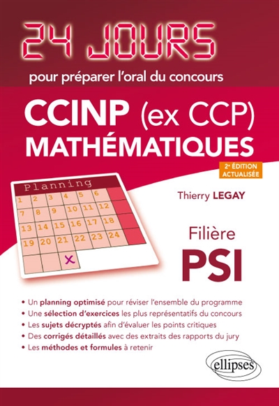 Mathématiques: 24 jours pour préparer l'oral du concours CCINP (ex CCP): filière PSI