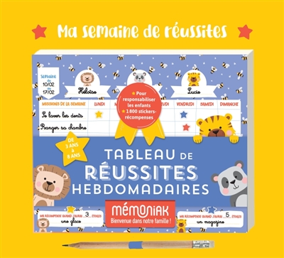 Tableau de réussites hebdomadaires Mémoniak, max 3 enfants, perpétuel