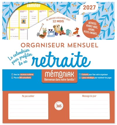 Organiseur mensuel 2027: le calendrier pour profiter de sa retraite: de janvier à décembre 2027, 12 mois