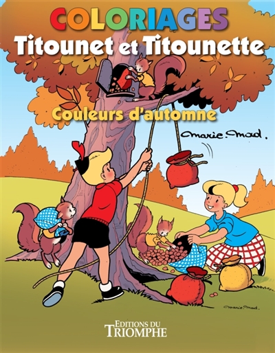 Couleurs d'automne: coloriages Titounet et Titounette