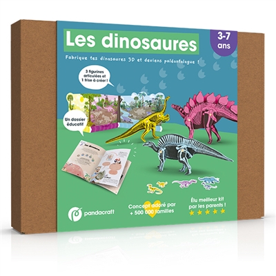 Les dinosaures: Kit Pandacraft 3-7 ans: Fabrique tes dinosaures 3D et deviens paléontologue