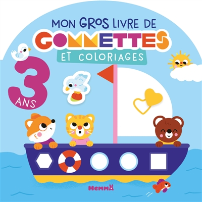 Mon gros livre de gommettes et coloriages: 3 ans: Avec gommettes repositionnables