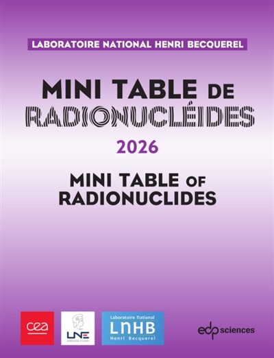 Mini table de radionucléides 2026. Mini table of radionuclides