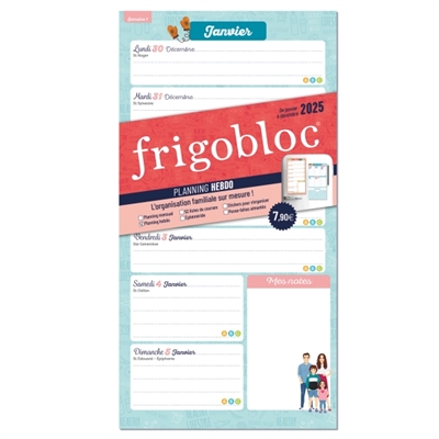 FRIGOBLOC: PLANNING HEBDO (de janv. à déc 2025): L'organisation familiale sur mesure