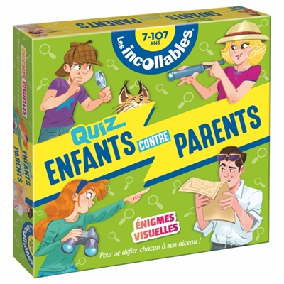 Boîte Quiz - Incollables - Enfants vs Parents - Énigmes Visuelles - Énigmes visuelles