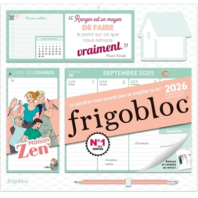 Frigobloc Hebdomadaire 2026 Maison Zen (de sept. 2025 à déc. 2026): Edition 2025