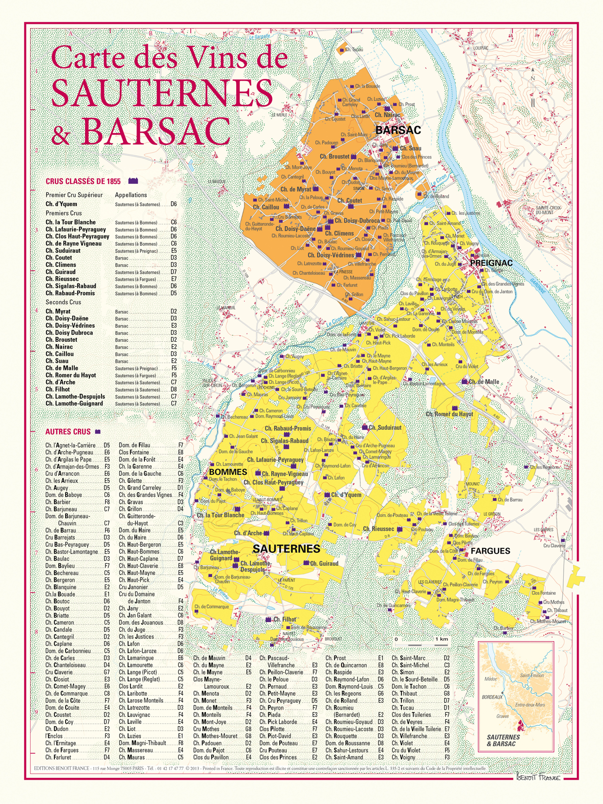 Carte des vins de sauternes et barsac