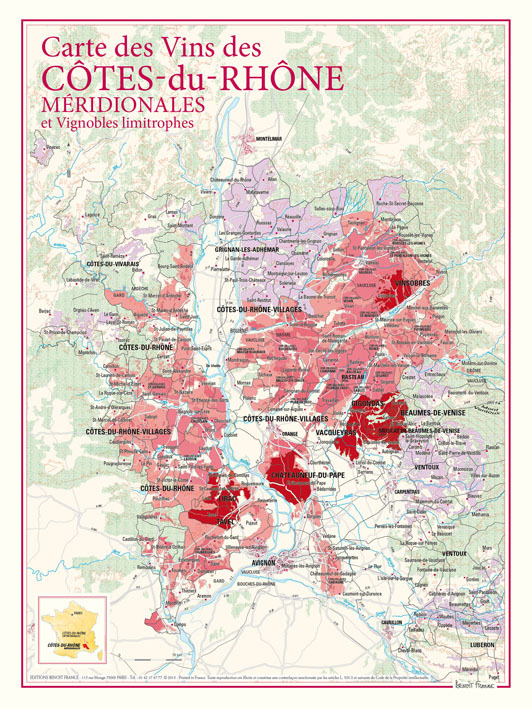 Carte des vins des cotes du rhone meridionales