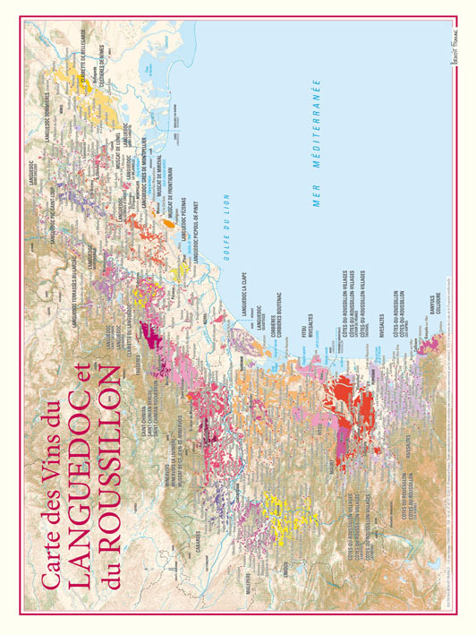 Carte des vins du languedoc et du roussillon