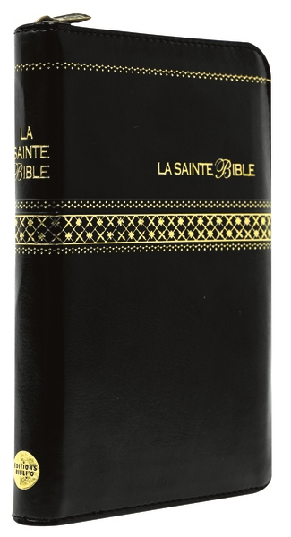 La Sainte Bible Segond 1910 - Noir, similicuir, onglets, glissière, tranches or, format compact, Paroles de Jésus en rouge