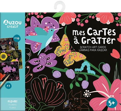 Fleurs: mes cartes à gratter. Flowers: scratch art cards. Flores: laminas para rascar