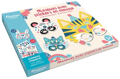 Masques avec stickers en mousse: animaux mignons. Foam sticker masks: cute animals. Mascaras de espuma: animales cuquis