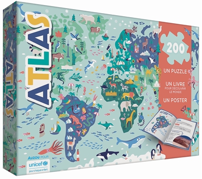 Atlas: un puzzle, un livre pour découvrir le monde, un poster
