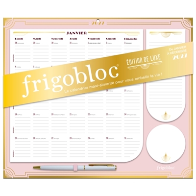 Frigobloc Mensuel 2027 édition de luxe rose: Calendrier organiseur familial (de janv. à déc. 2027)