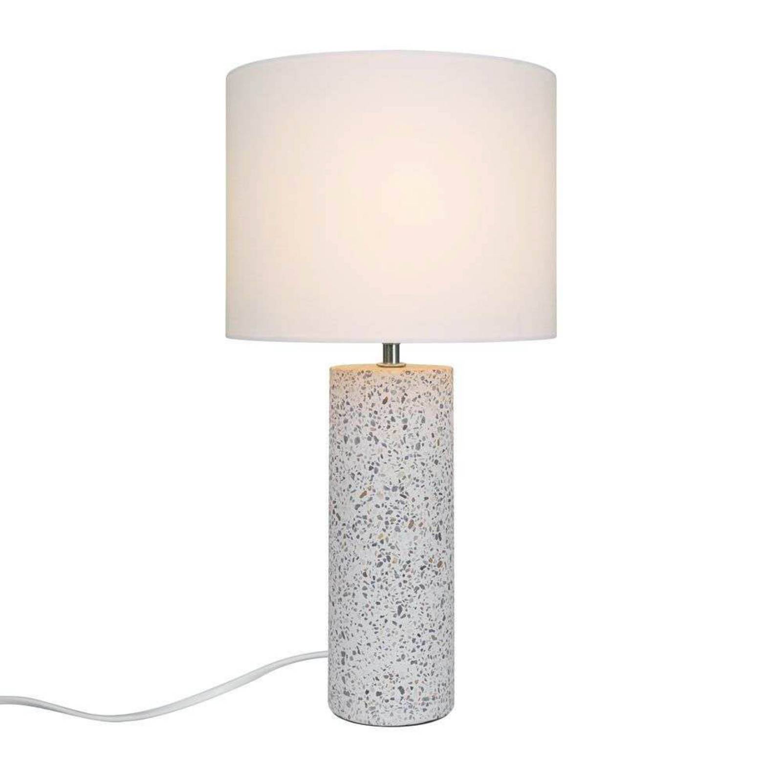 Nordlux Lampe à poser Antiga, blanche, hauteur 50 cm, tissu/pierre