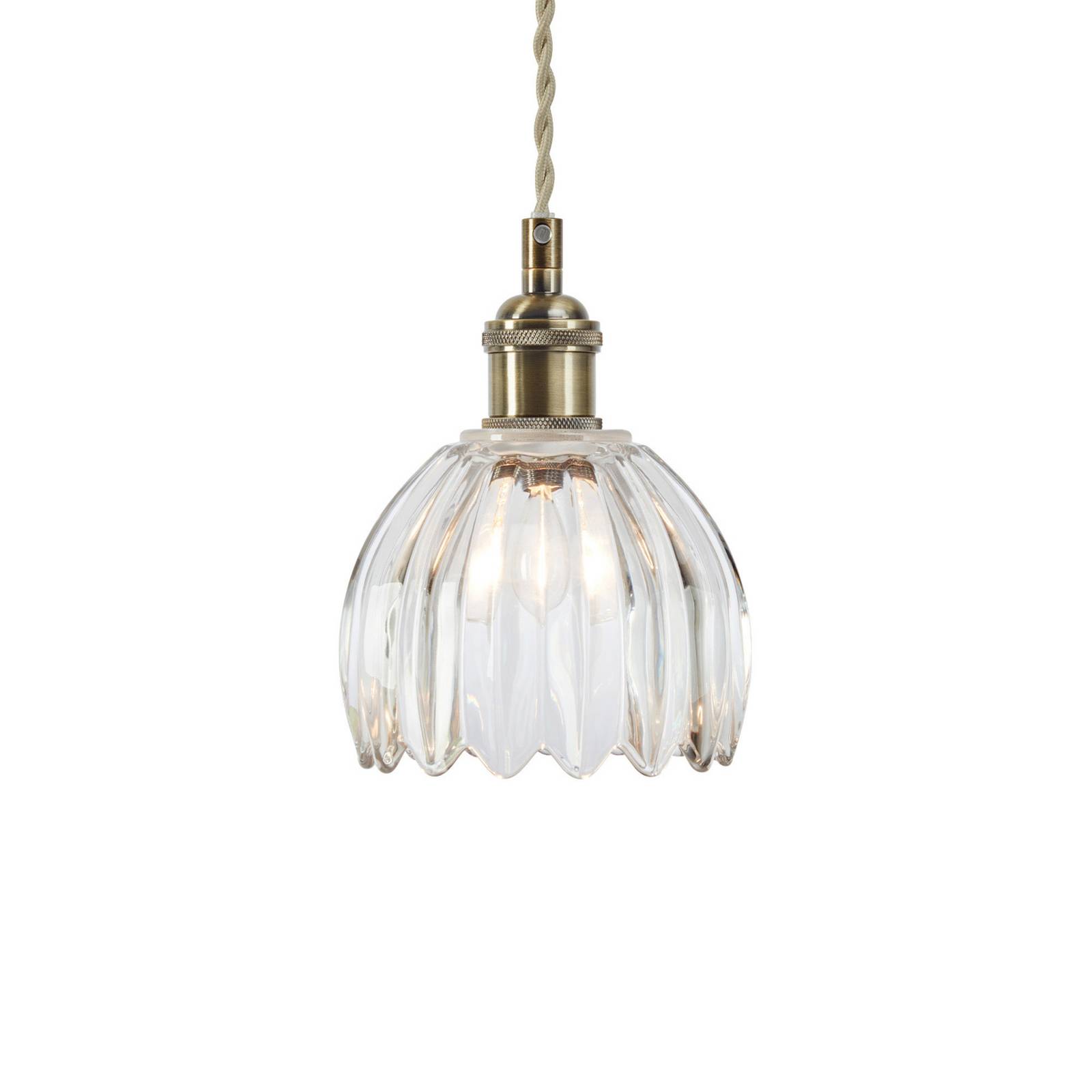 Markslöjd Suspension Gota, laiton vieilli/transparent, verre, Ø 13 cm, fiche