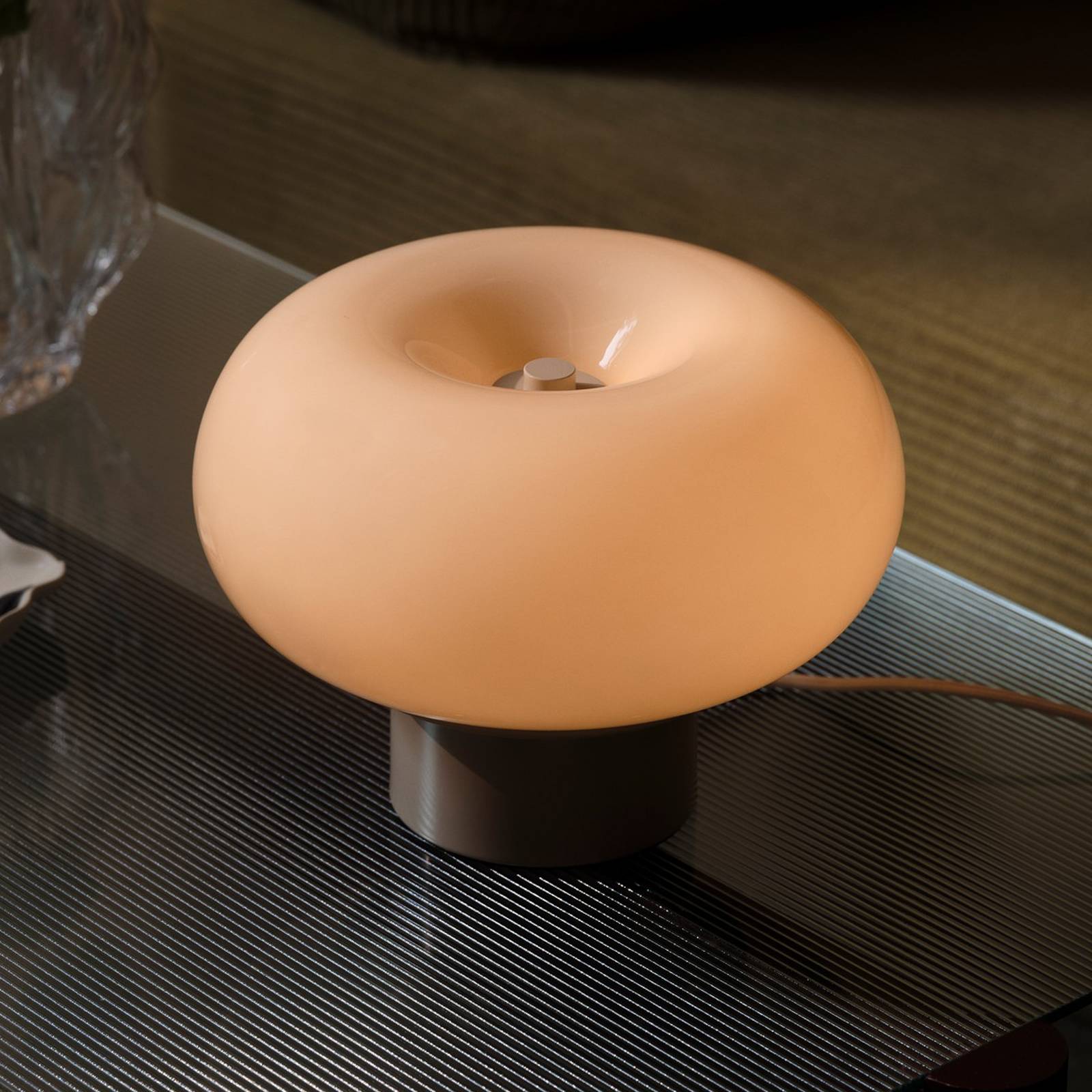 Nordlux Lampe à poser Malti, verre, beige, Ø 27,5 cm, E27