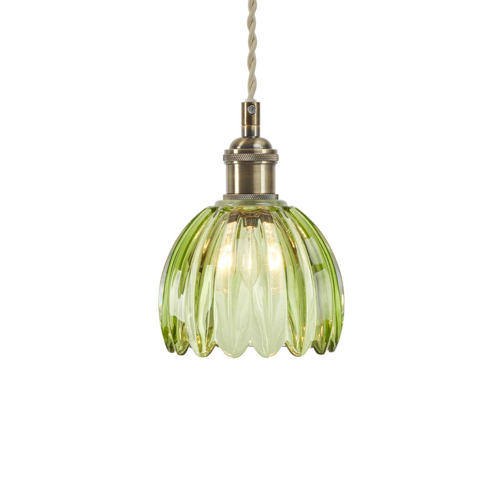 Markslöjd Suspension Gota, laiton vieilli/vert, verre, Ø 13 cm, fiche