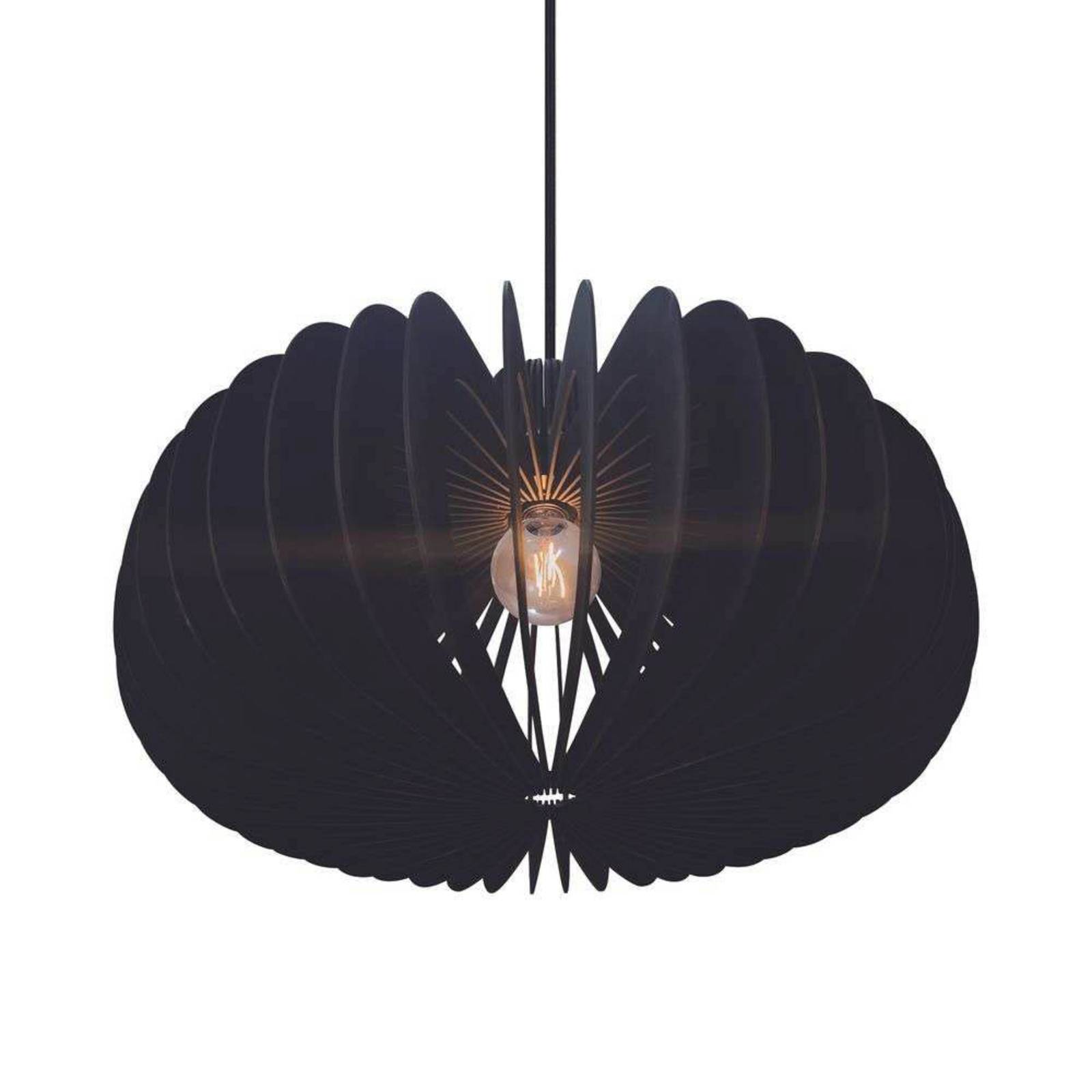 Nordlux Suspension Hazo, Ø 65 cm, noir, bois