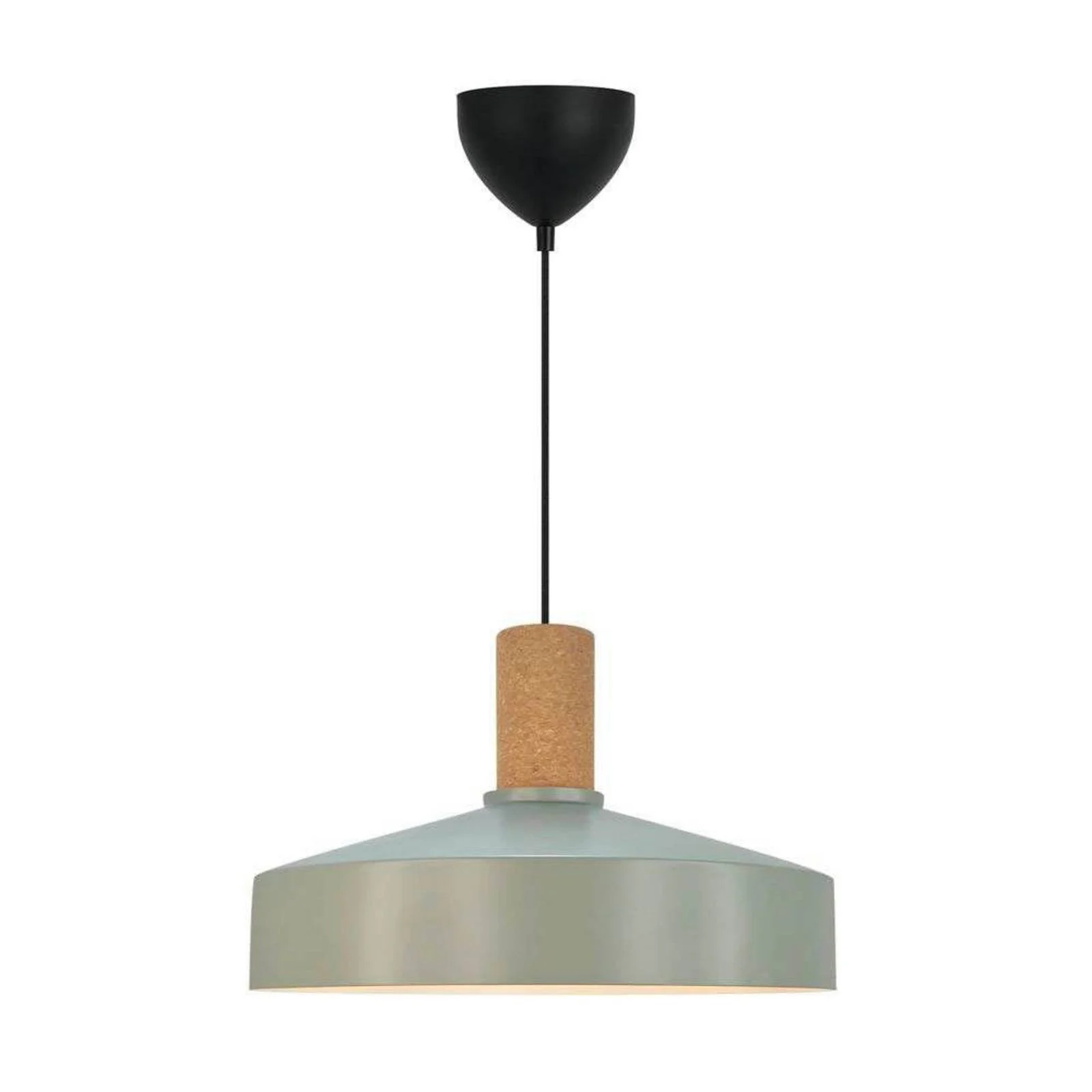 Nordlux Suspension Elvas, vert poussiéreux, Ø 37 cm, métal/liège
