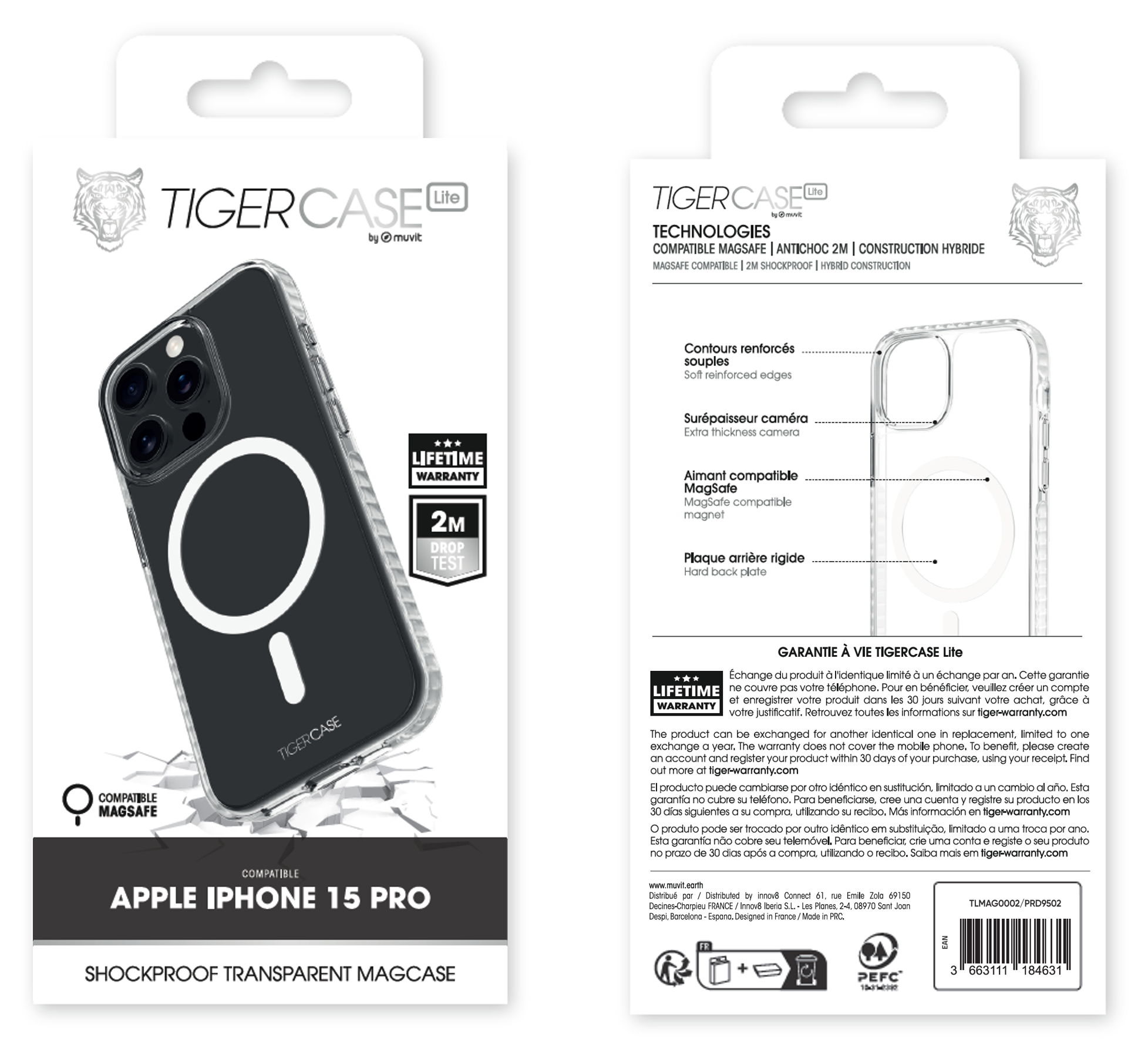 Coque Lite Transparente 2M iPhone 15 Pro TIGER
