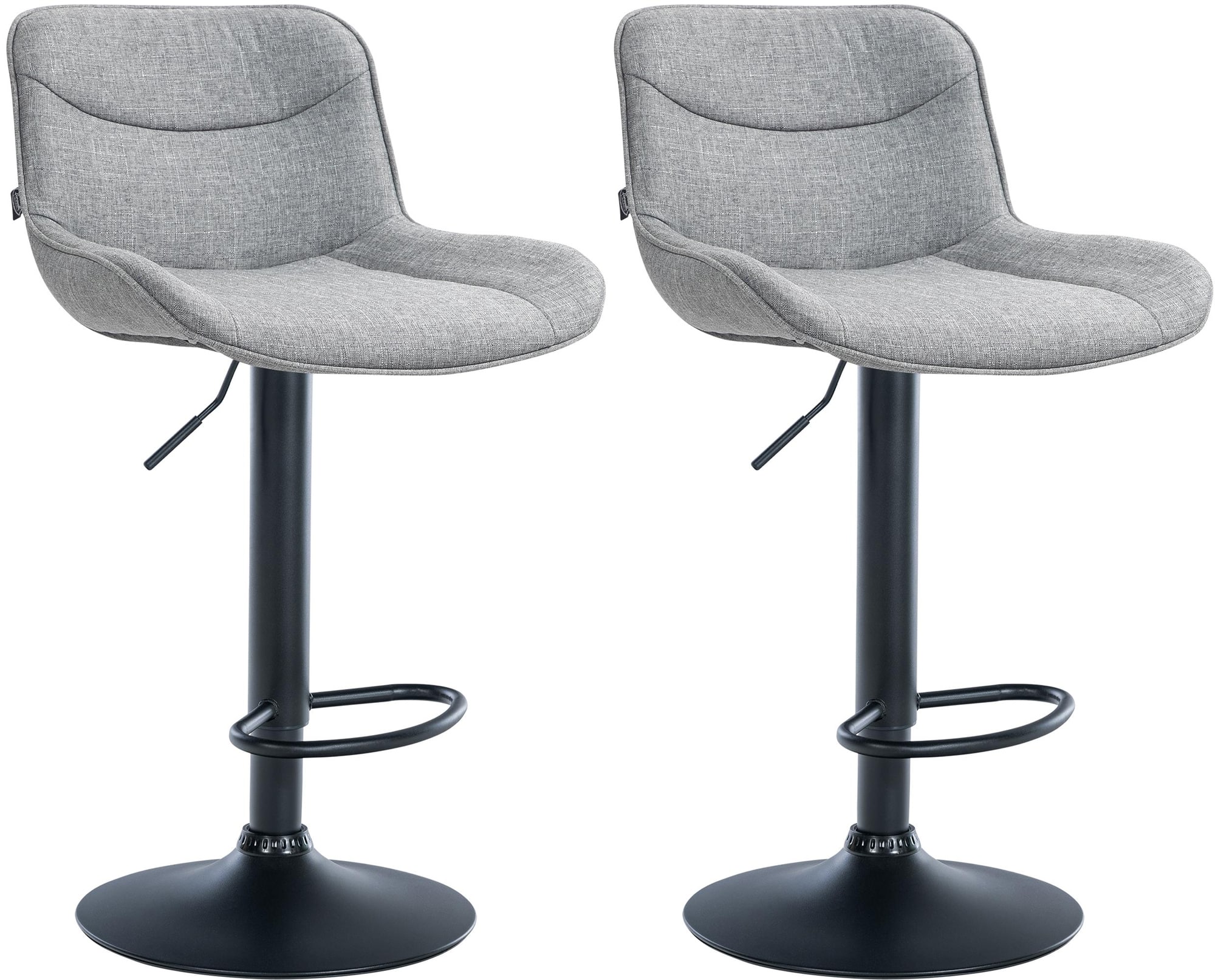 Lot De 2 Tabourets De Bar Vonore Tissu Noir Gris