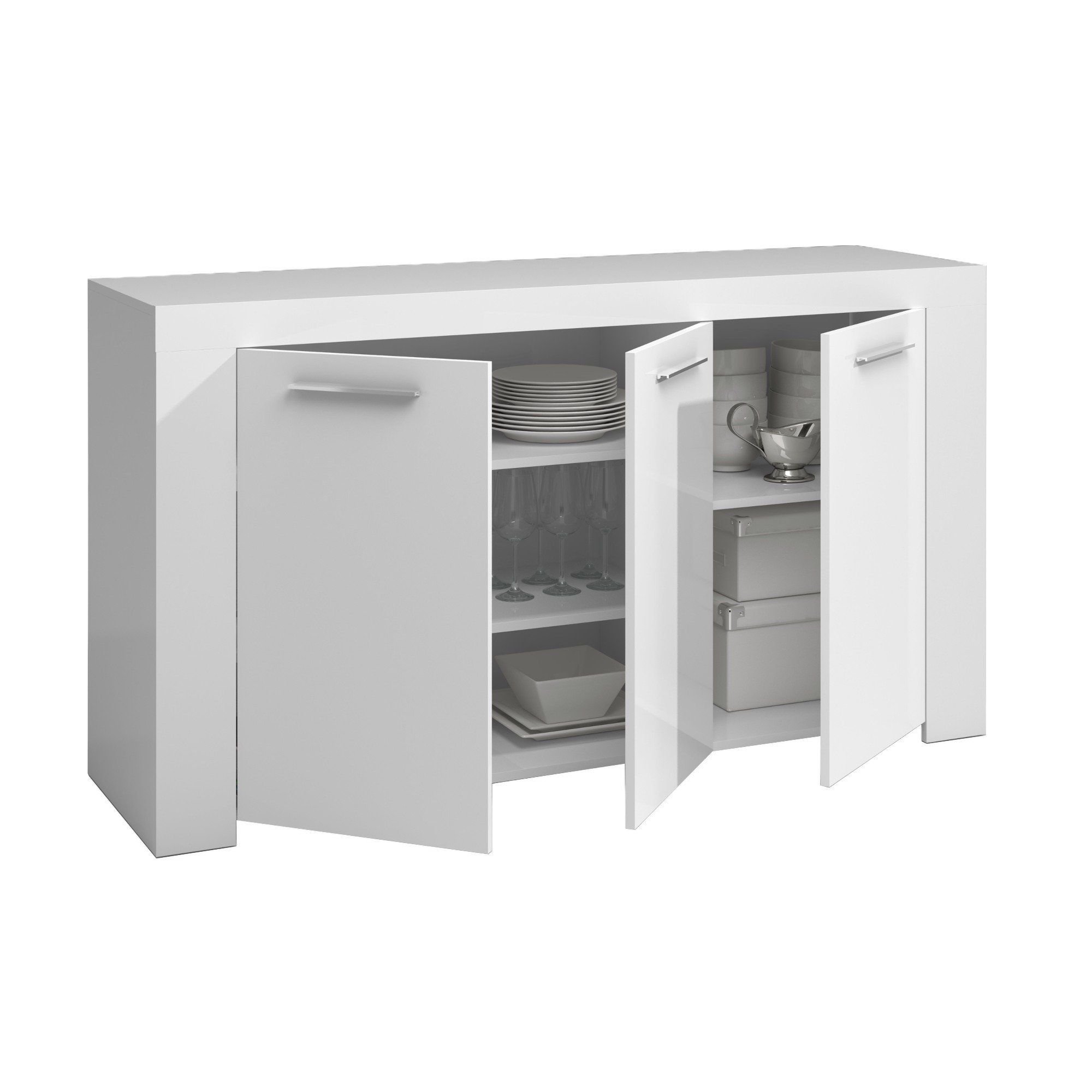 Buffet Effet Bois Blanc 144x42 Cm