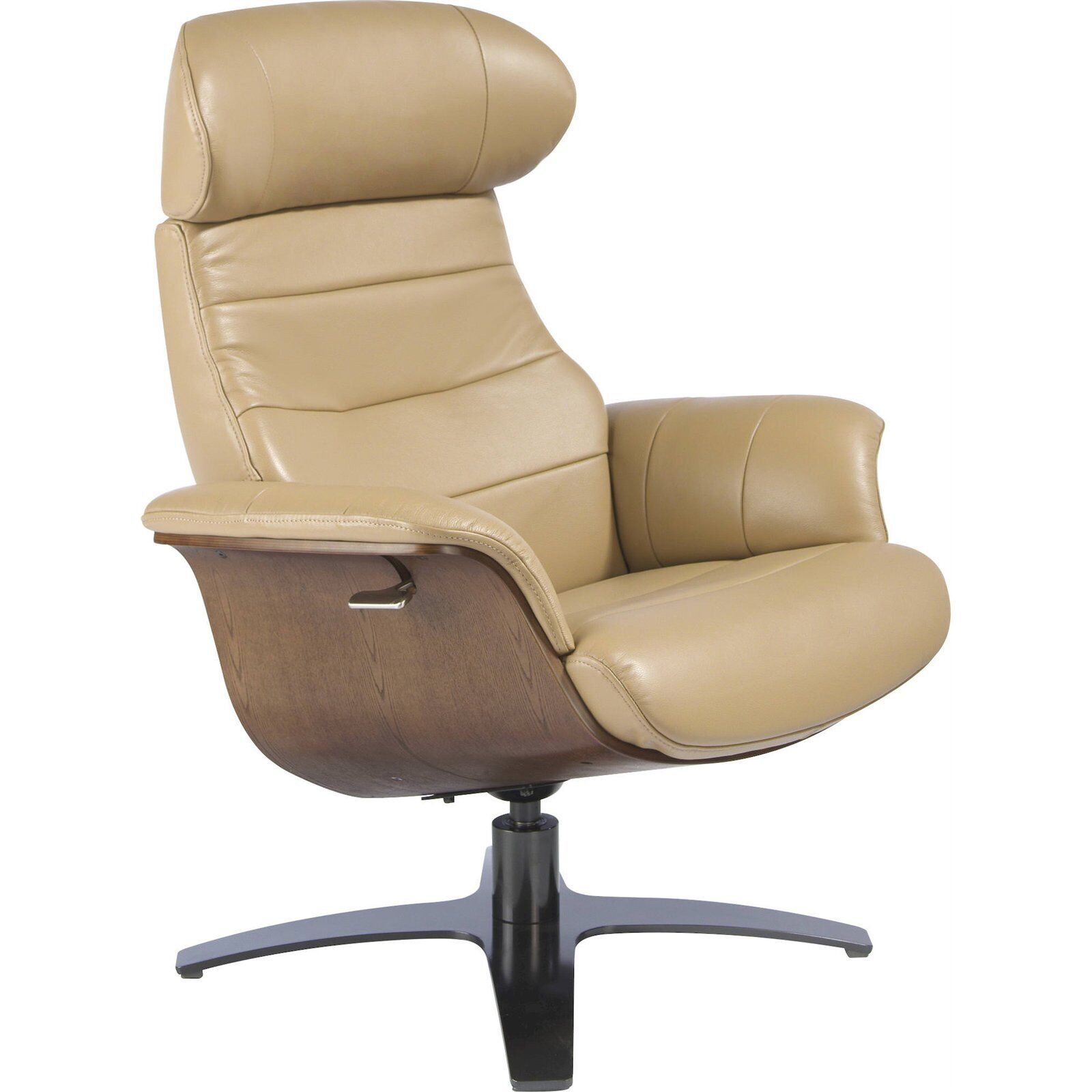 Fauteuil Pivotant En Cuir Sable Angel Cerda Confort Et Design - Cuir Couleur Sable Avec Base Anthracite