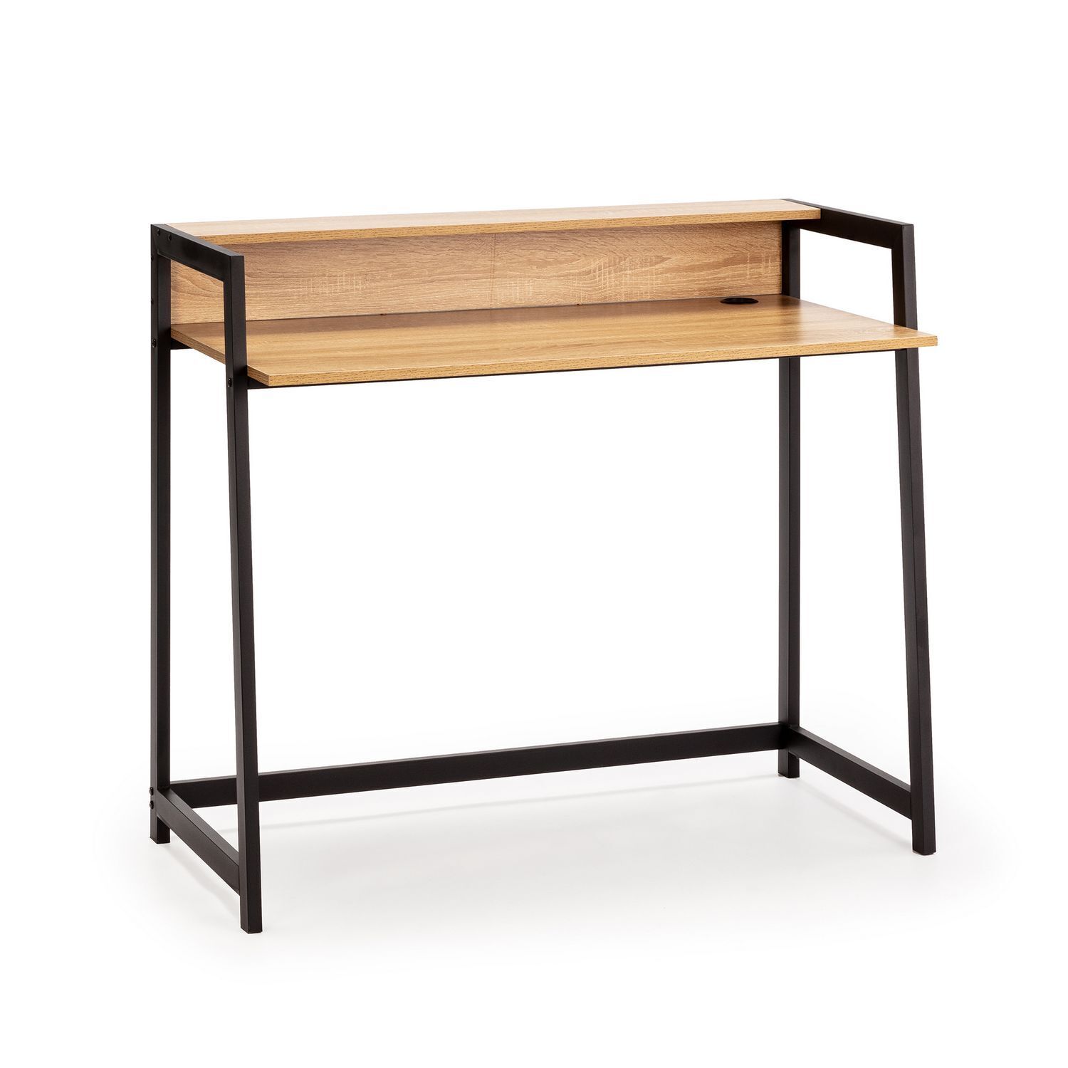 Bureau Naia Noir, 1 Étagère, Style Industriel, 105 Cm Longueur