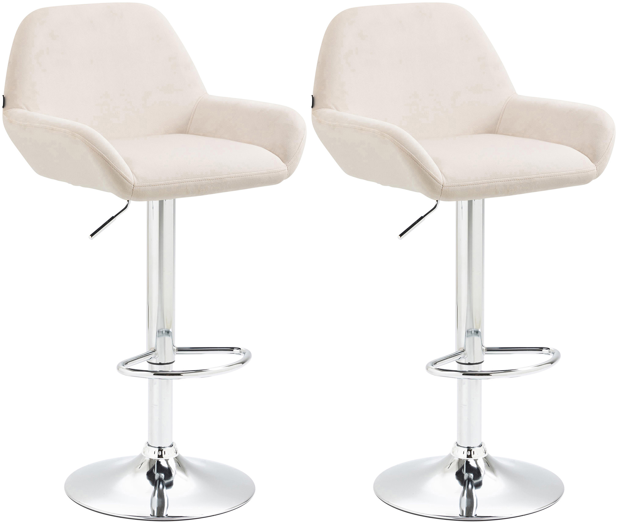 Lot De 2 Tabourets De Bar Braga Velours Chrome Crème