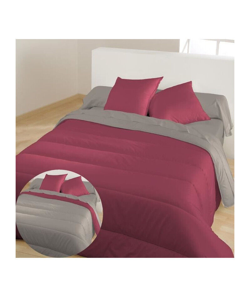 Bleu Calin Couette Chaude Bicolore Bourgogne / Poivre 140x200 Cm