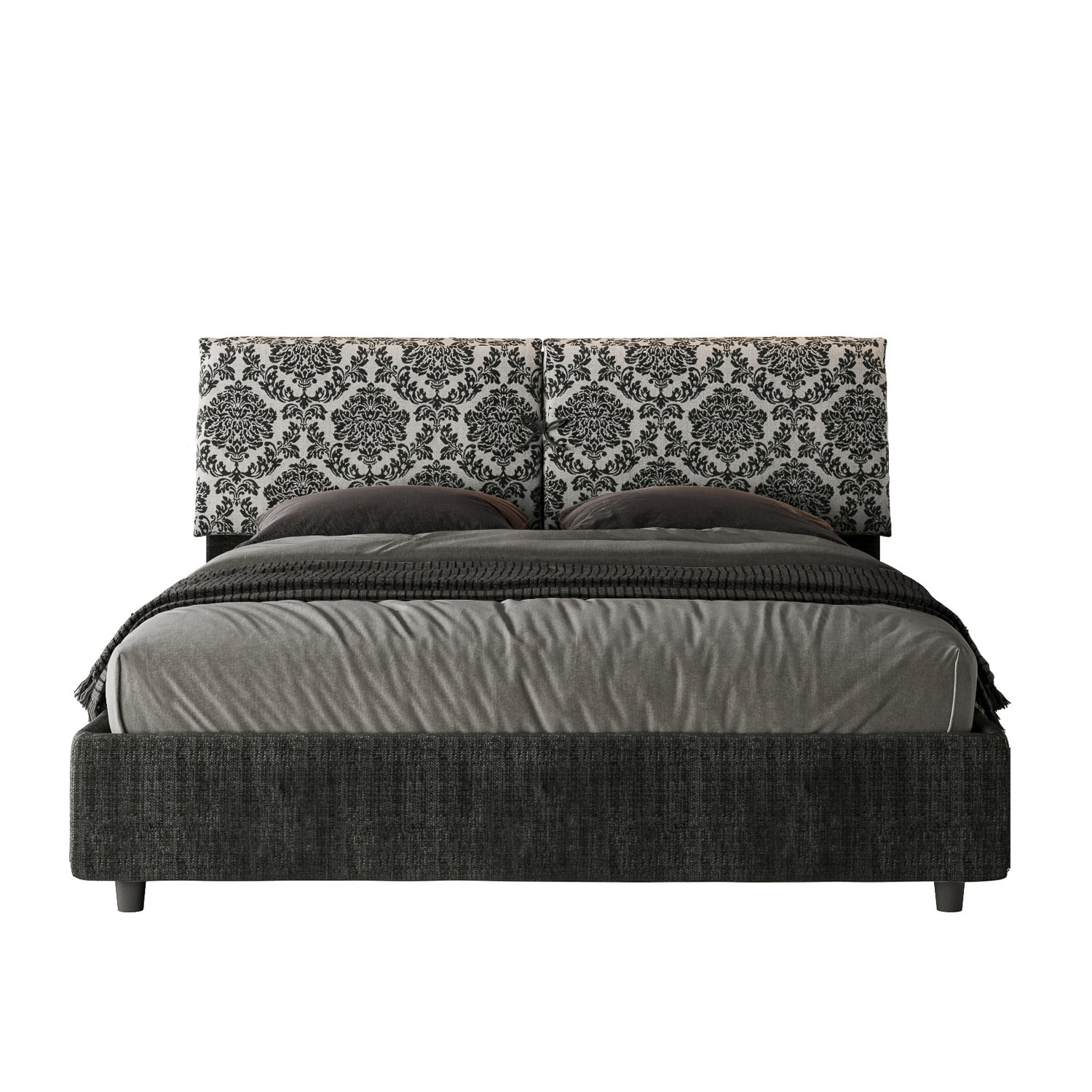 Lit Sans Sommier Rembourré 160x190 Tissu Agata 8 Bleu Mados