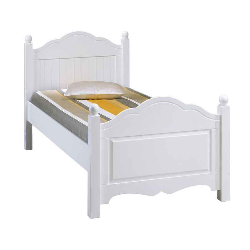 Lit Beaux Meubles Pas Chers Style Anglais 90 X 190 Cm Blanc Pin Massif Mdf